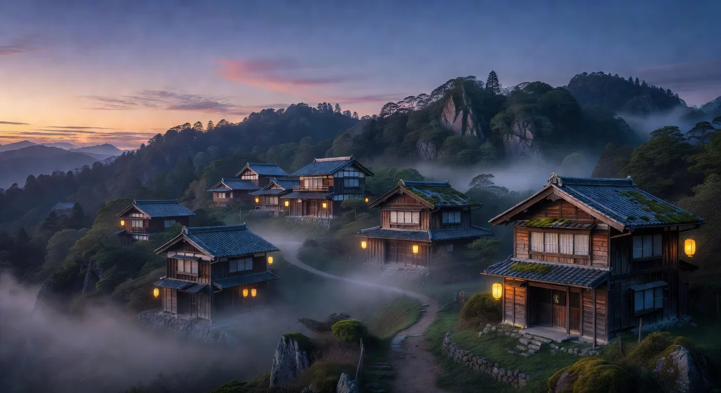 山村の灯籠