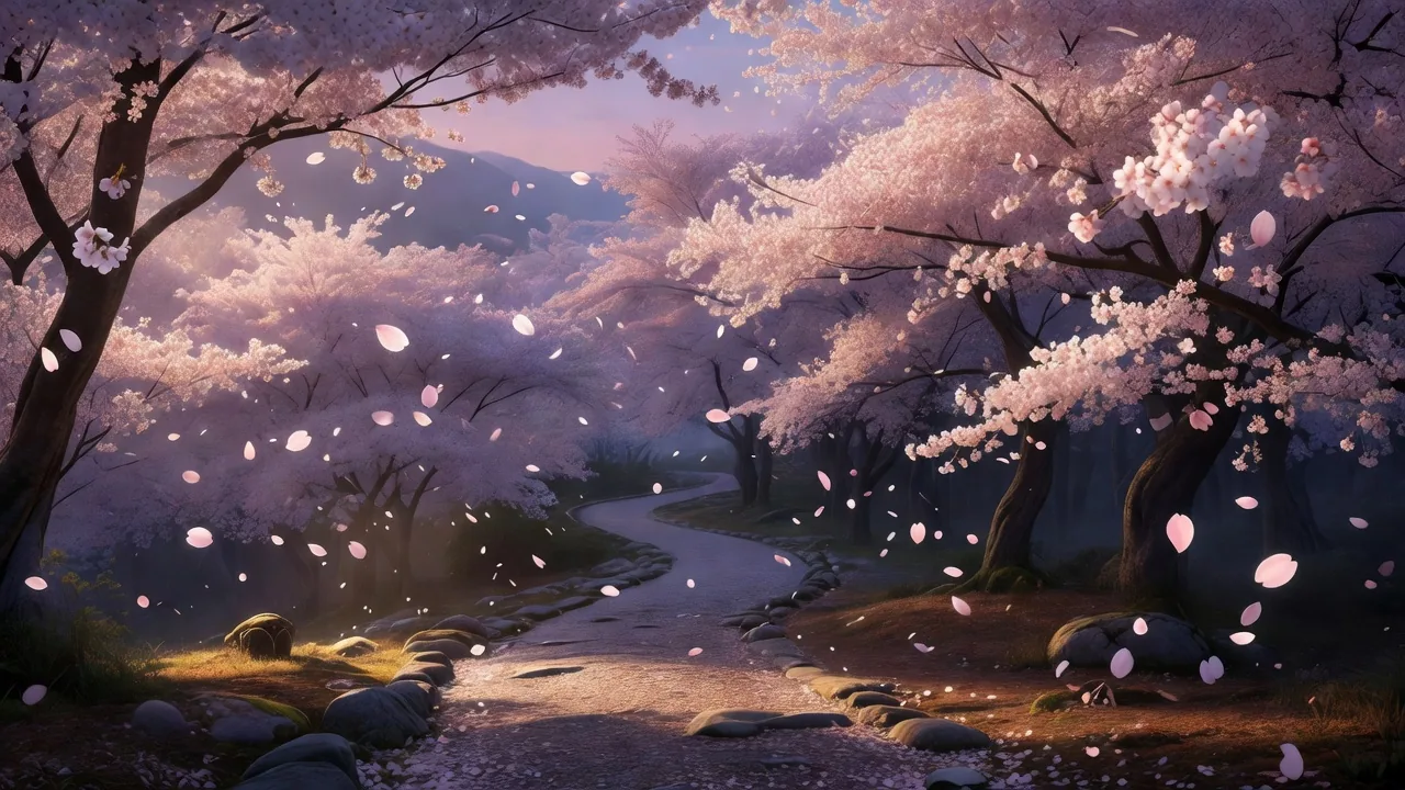 桜の山道